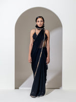 Load image into Gallery viewer, BLACK ORGANZA SAREE