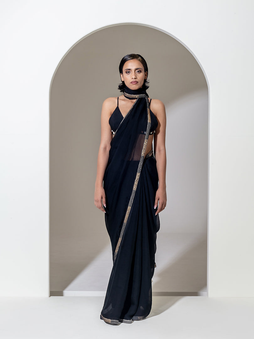 BLACK ORGANZA SAREE