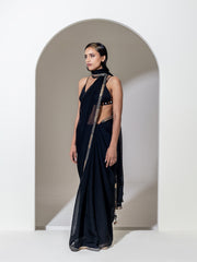 BLACK ORGANZA SAREE