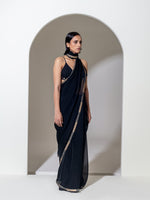 Load image into Gallery viewer, BLACK ORGANZA SAREE