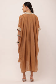 BROWN PLEATED DRESS