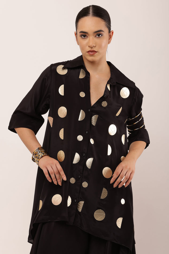 BLACK EMBROIDERED CO-ORD DRESS