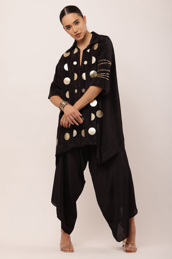 BLACK EMBROIDERED CO-ORD DRESS