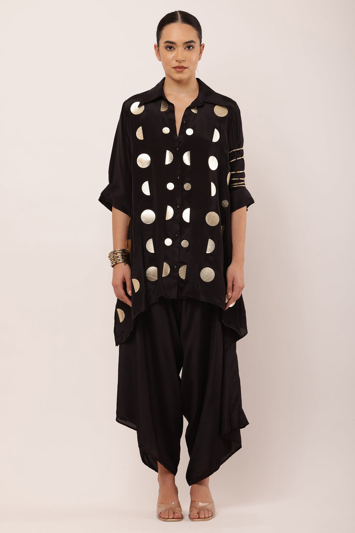 BLACK EMBROIDERED CO-ORD DRESS