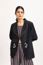 Load image into Gallery viewer, BLACK EMBROIDERED JACKET